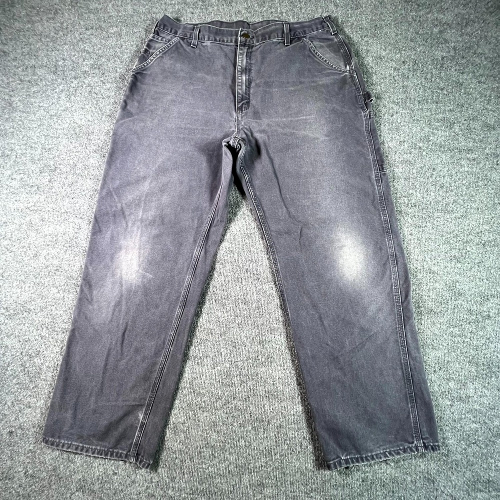 Carhartt Work Pants Men's 40x32 Charcoal 100% Cotton Straight Utility Carpenter